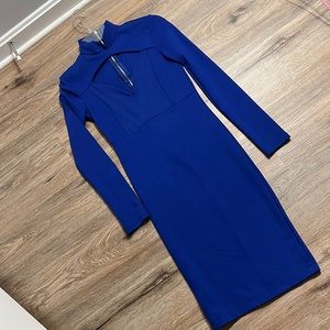 Blue Dress w/ Cute Cleavage Exposure 💙